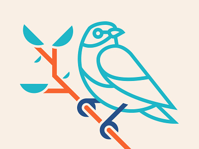 Berd Too badge birds branding illustration lockup logo monoline pattern thicklines