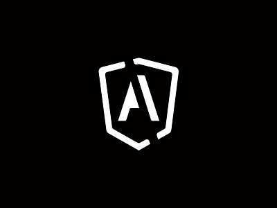 Atomic A a badge branding crest identity logo shield thicklines