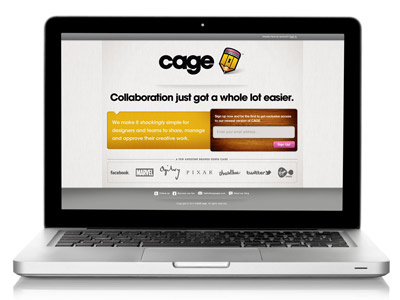 Cage Landing Page on Screen