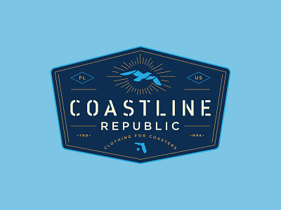 Coastline Badge beach bird branding coast fishing illustration logo seagull sunset thicklines water