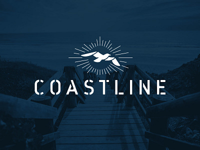 Coastline Application beach bird branding coast fishing illustration logo seagull sunset thicklines water