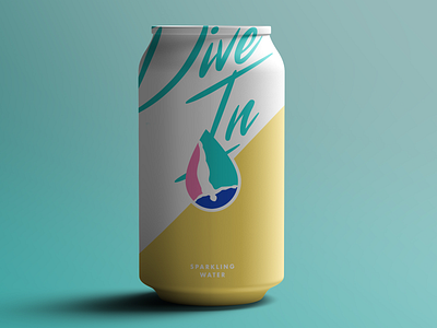 Dive In branding can dieline packaging water