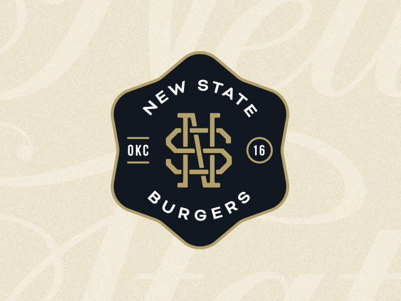 New State Badge badge logo branding logo icehouse burgers gold black monogram crest badges