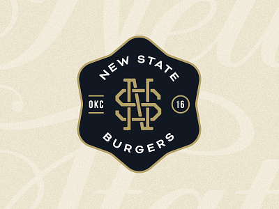 New State Badge badge logo badges black branding burgers crest gold icehouse logo monogram