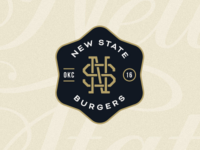 New State Badge badge logo badges black branding burgers crest gold icehouse logo monogram