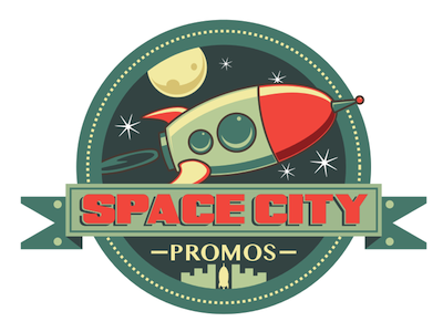 Space City logo retro rocket space spaceship vector