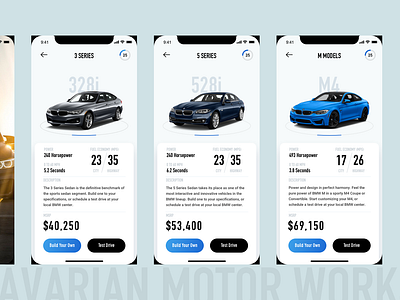 BMW Car Catalog App app design ui ux