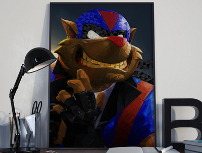 T-Bone - SwatKats - Polygonal Art cartoon polygonal