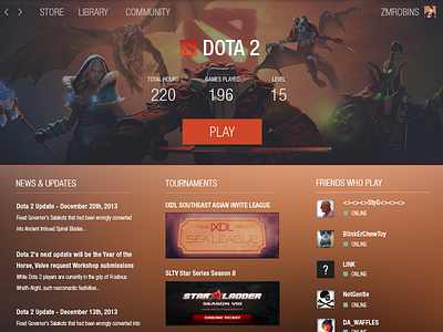 STEAM APP (redesign) app concept dota redesign steam ui video game