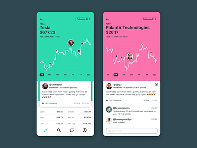 if Robinhood meets /r/wallstreetbets cards ui comments finance graphs mobile social stocks