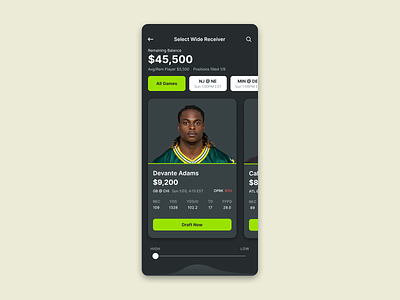DraftKings - Quick Design Concept app betting cards ui event fantasy football fantasy sports football ios mobile nfl sports ui