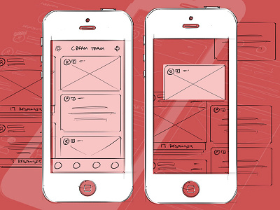 Rough Sketches app design feed ios iphone sketch ui wireframe wires