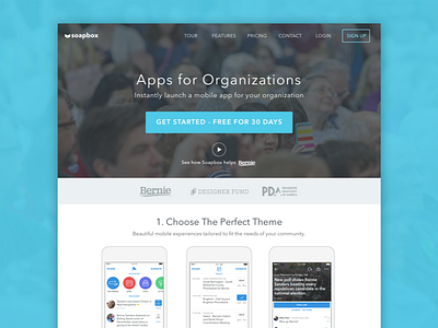 Soapbox Website design home mobile platform splash website welcome