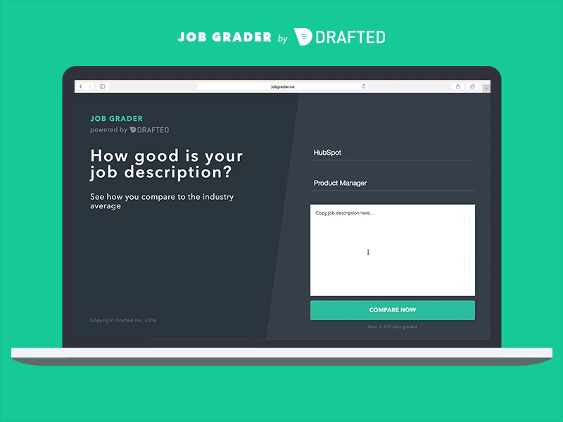 Job Grader app design marketing score web website