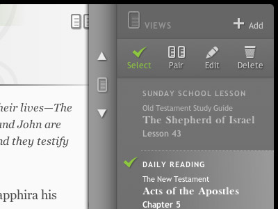 Scriptures iPad App showing View Edit Panel app ipad scriptures