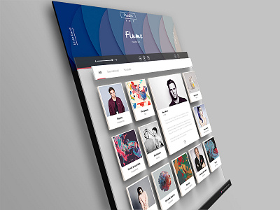 Studio flat interface layout minimal music player radio studio ui ux web website