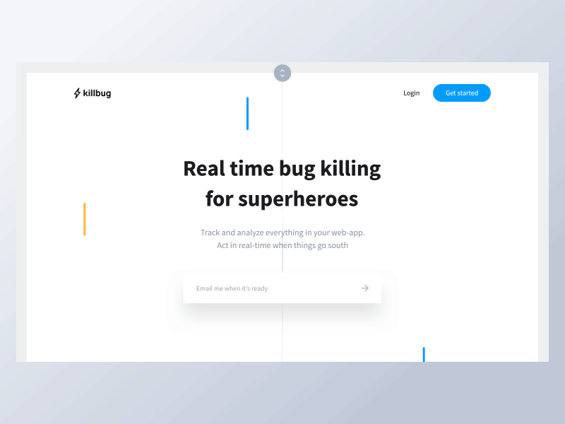 Killbug ⚡️ analyse analyze animation bug developers emmanuel flash front end landing real time superheroes track