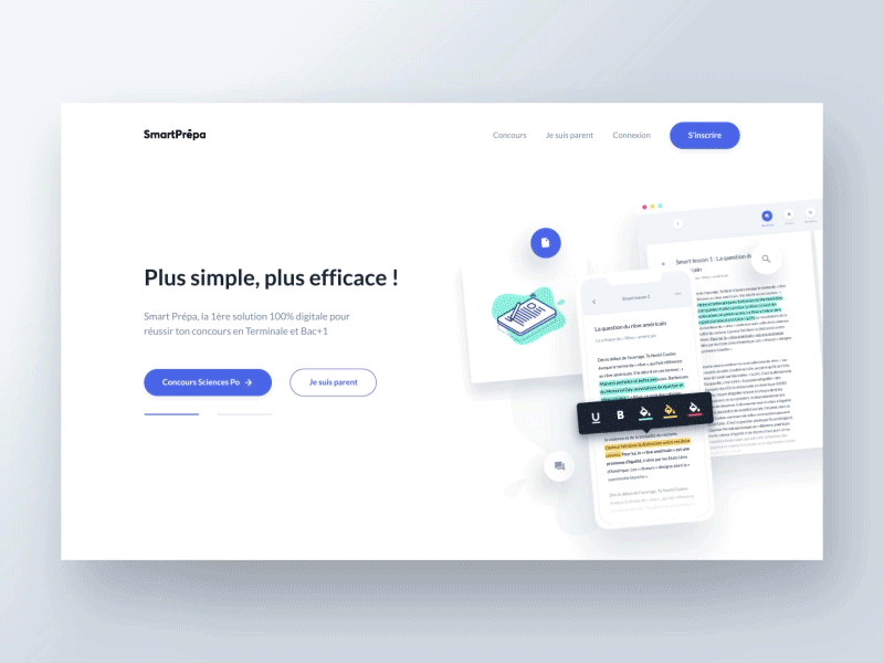 SmartPrepa - Landing animation bachelor bachelors degree course emmanuel julliot exercises landing landing page lessons sciences po smartprepa web