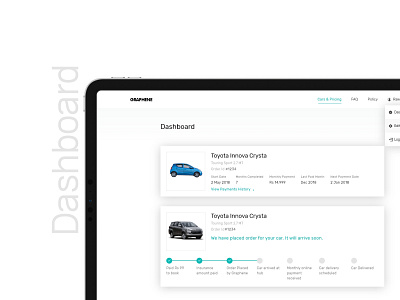 Dashboard design - Revv Car Rental 2020 2020trend car car app car rental dashboard dashboard ui design dribbble rental self driving ui uidesign uiux website