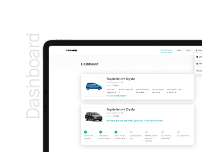 Dashboard design - Revv Car Rental