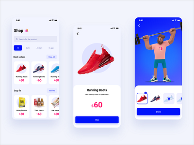 Gym mobile app - shopping experience activities activity app app design exercise fit fitness gym health mobile trainer training ui ux workout