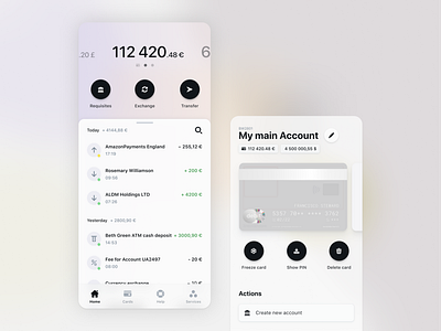 Banking app for companies balance bank banking bilderlings cards dashboard fintech gradient ios mobile payment ui wallet