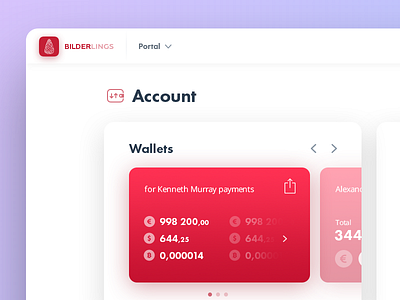 Dashboard — Wallets bank bilderlings cabinet dashboard digital merchant panel ui wallets widget