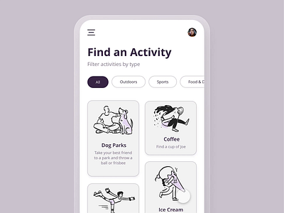 Activity Finder & Filter adobe xd animation filter ios ui ui design ux web design