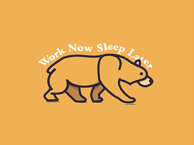 Work Now Sleep Later animal design logo work