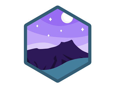 Diamond Head by Night affinity badge hawaii illustration purple
