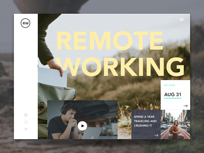 Remote Working Website Design asymmetrical design graphic design layered remote designer ui design web design