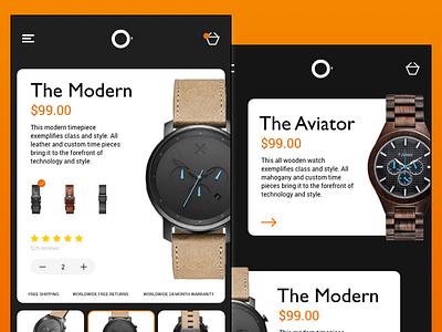 UI Exercise 001 - Watch Store dark app ios orange responsive ui uidesign uipractice ux vector watch