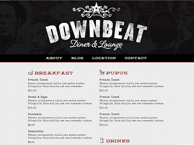 Downbeat Diner website redesign