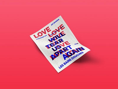 Joy Division — Love Will Tear Us Apart apart blue division grid heart joy love music poster red tear typography