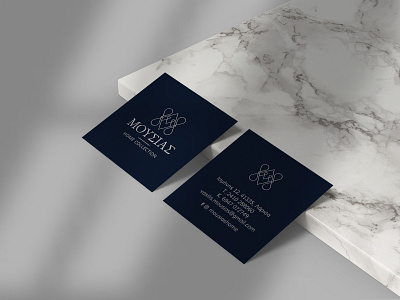 Moussias Home Collection business cards brand identity branding business cards decoration design greece greek greek alphabet greek font home collection home linen logo logotype minimalism monogram navy blue symbol typography visual identity