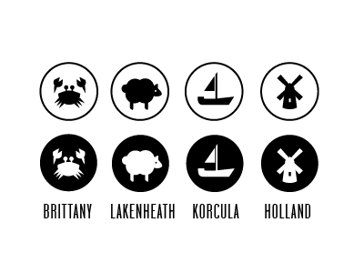 International Icons boat crab icons sheep windmill