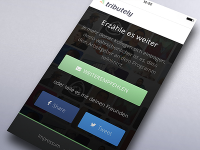 tributely- Confirmation Page button confirmation facebook gradient ios share twitter web website
