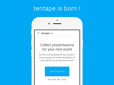 tentape - website launch app blue button landingpage mobile product responsive tentape web website