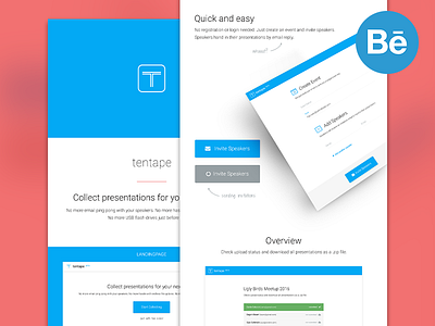 tentape - case study app blue button landingpage mobile product responsive tentape web website