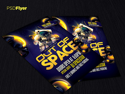 Out Of Space Party Flyer bday club flyer electro event poster flyer golde invitation night club party flyer poster psd template