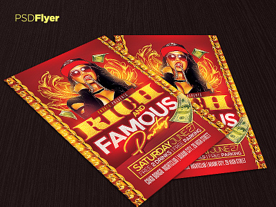 Rich And Famous Party Flyer bash bday birthday bling classy concert flyer invitation night club party flyer poster psd template