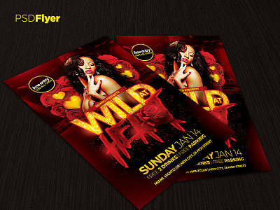 Wild At Heart Party Flyer cupid exotic flyer girls girls out happy valentines invitation night club party flyer poster psd template