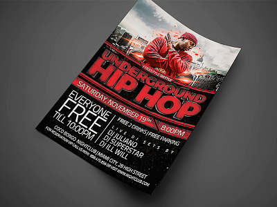 Underground Hip Hop Flyer 4x6 .Jpg1 artist bash concert.bday flyer invitation night club party flyer poster psd template rap rapper