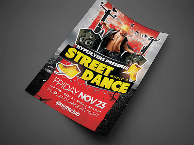 Street Music Dance Flyer breakdance city flyer concert dance dancers dj flyer invitation night club party flyer poster psd template