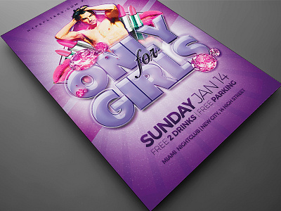 Only For Girls Flyer 4x6 booty dancers diamond exclusive flyer gentleman girls invitation night club party flyer poster psd template