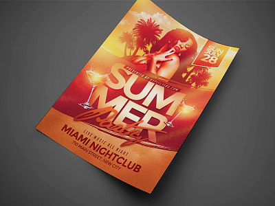 Summer Party Flyer Template beach drinks exotic fashion fashion event flyer invitation night club party flyer poster psd template