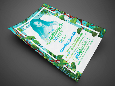 Summer Party Flyer Template With Model . beach drinks exotic fashion fashion event flyer invitation night club party flyer poster psd template