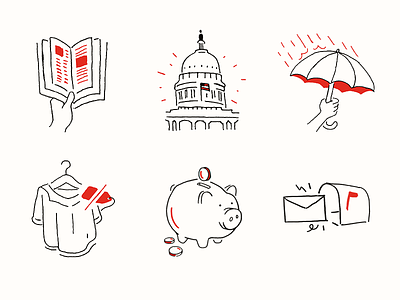 Hand Drawn Icons capitol drawn handmade icon icons illustration red
