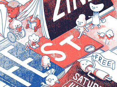 DC Zinefest Poster Crop cute dc halftone illustration poster print riso washington zine zinefest zines