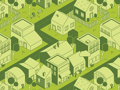 Town illustration pattern